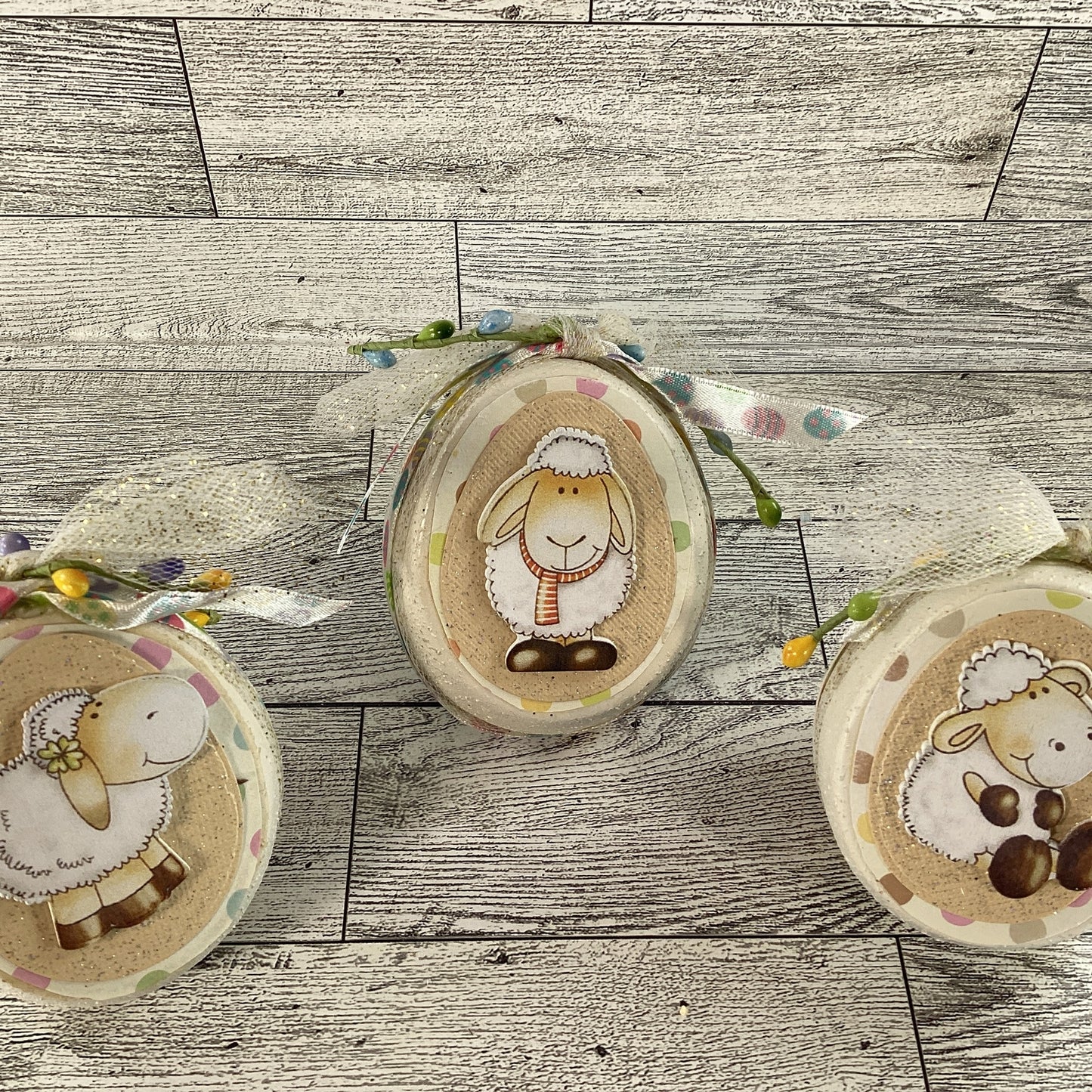 AGD Easter Decor - Cute Lambs Sheep Ceramic Eggs Tier Tray 3pc Set