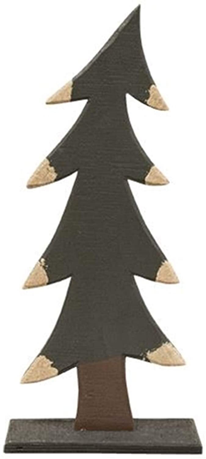 CWI Christmas Decor - Prim Chunky Wood Tabletop 10-inch tall Tree