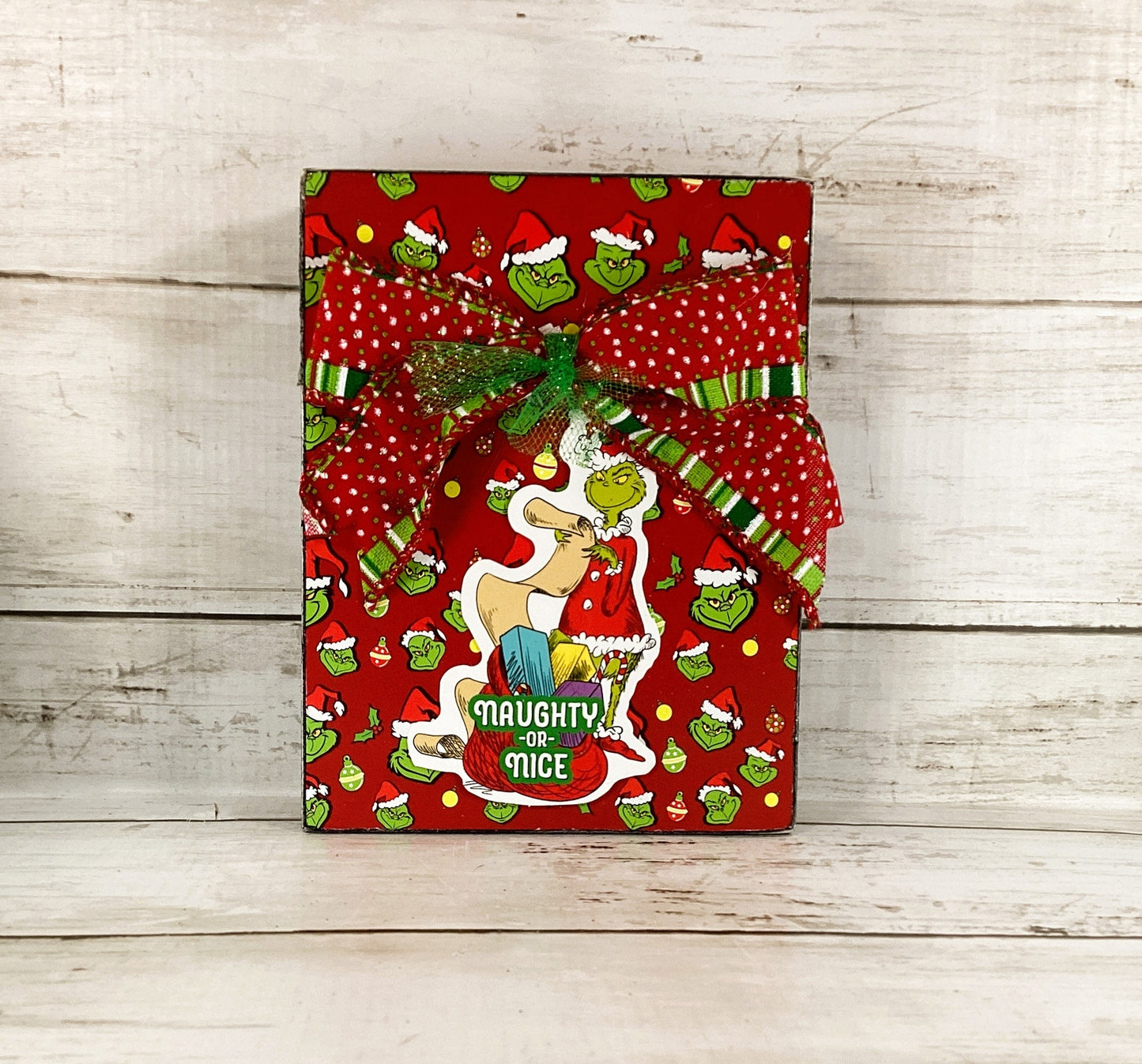 AGD Christmas Decor - Whimsy Green Monster Wood Gift Box Signs 2pc