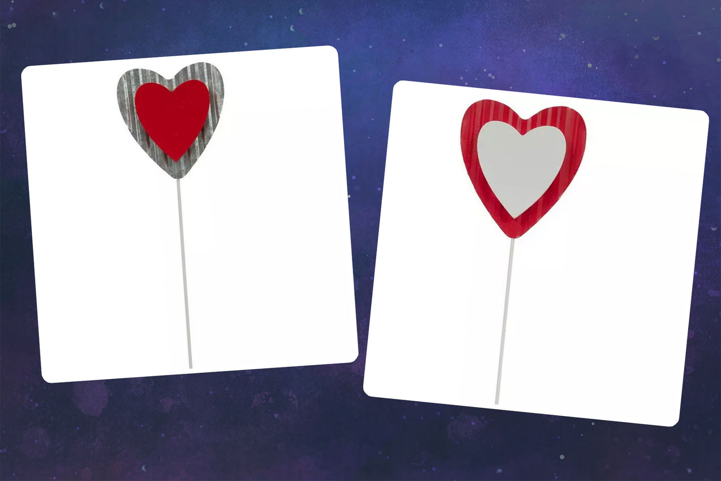 HL Valentines Craft Supply - Metal Wood Stacked Heart Stake Pick