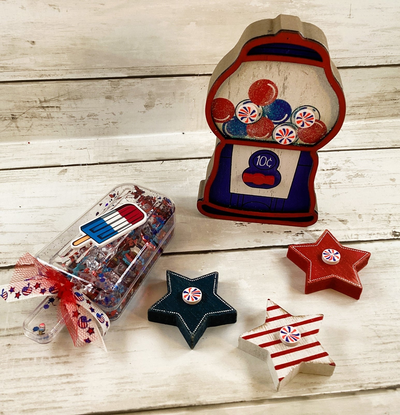 AGD Patriotic Decor - July 4th Theme Gumball Popsicle Star 5pc Set
