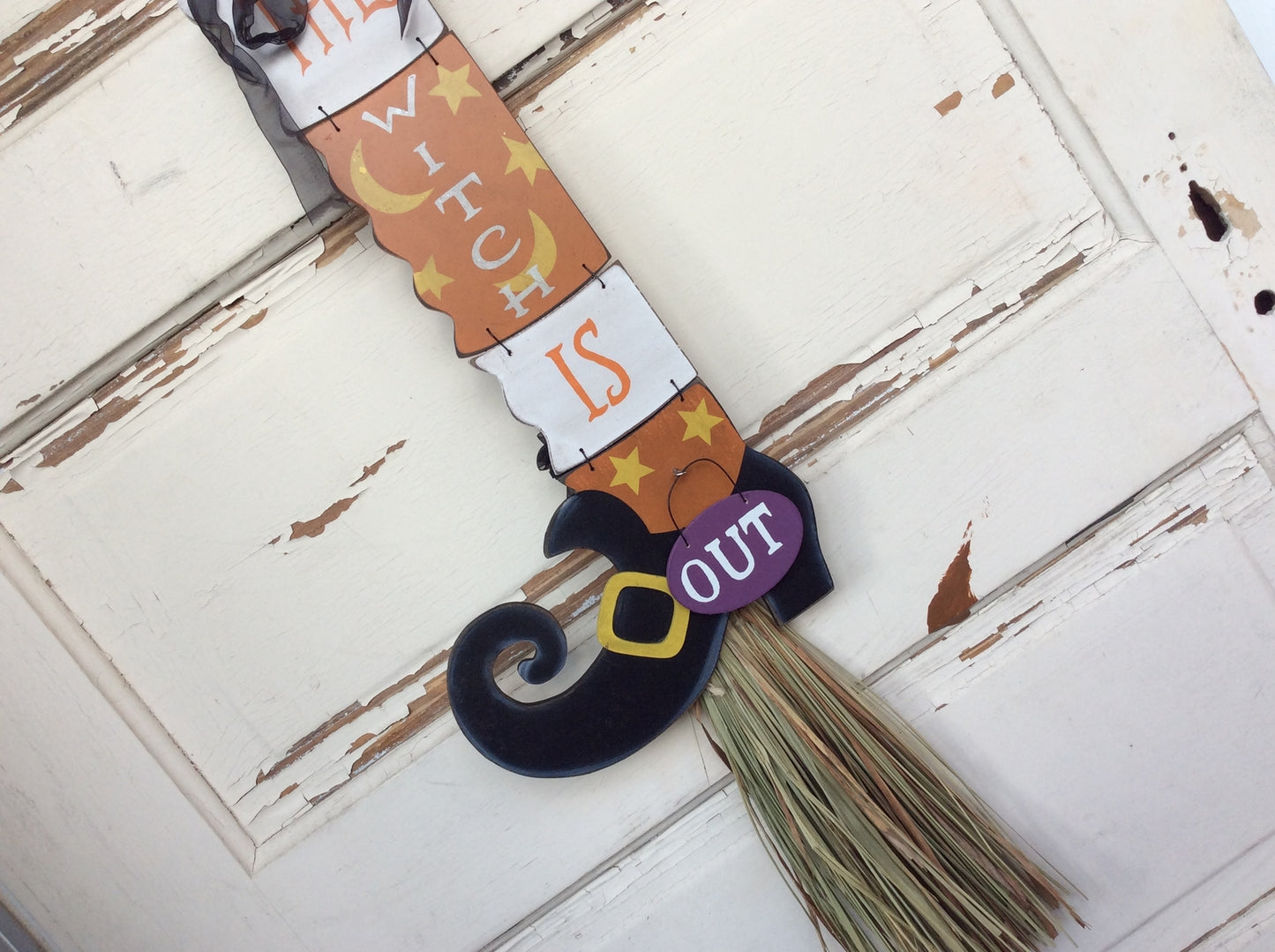 AGD Halloween Decor - The Witch is In Natural Broom Stick 3ft