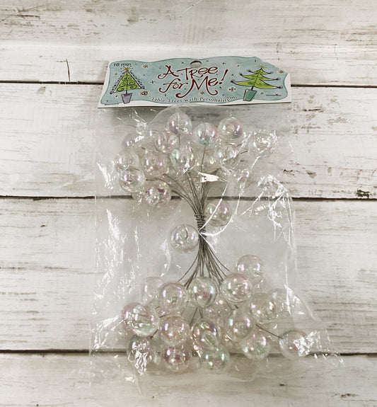 HL Christmas Decor - Miniature AB Clear 16 mm Bead Wired Ornaments