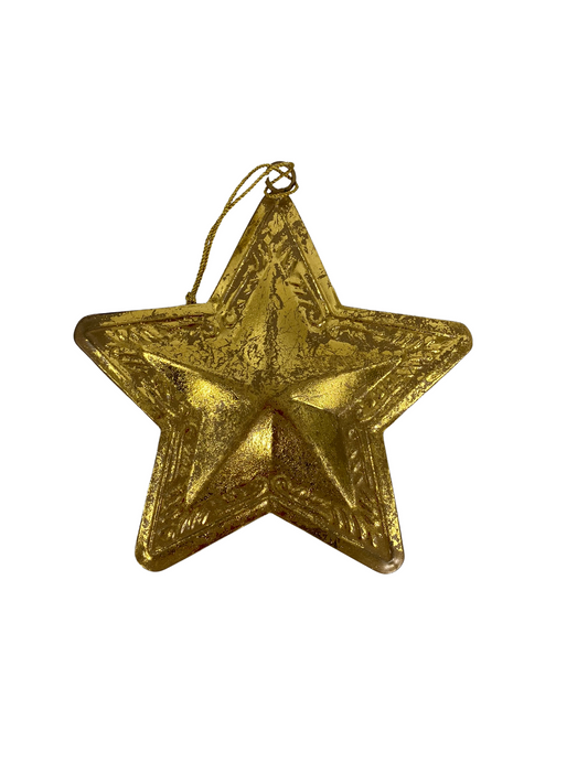 WM Christmas Decor - Antique Gold 3-D Star Ornaments 12pc Set