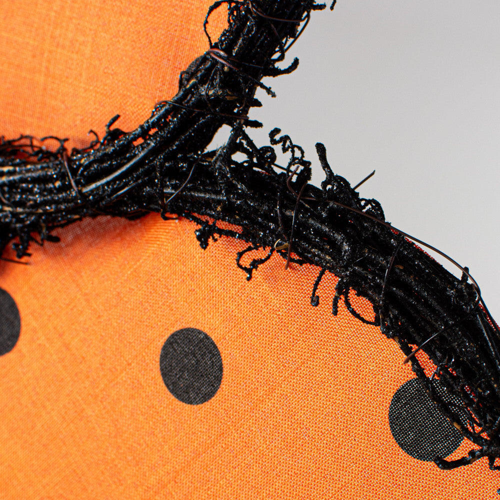  CO Halloween Decor - Fabric and Black Grapevine Cat Door Wreath