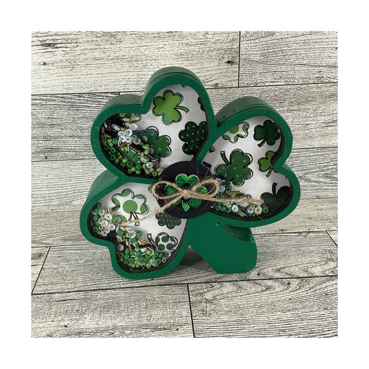 AGD Saint Patrick Decor - Irish Shamrock Chunky Wood Shaker Sitter