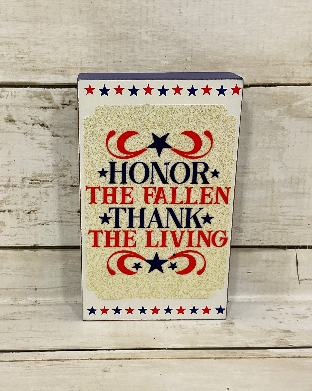 AGD Patriotic Decor - Memorial Veteran's Day Block Sign Decor