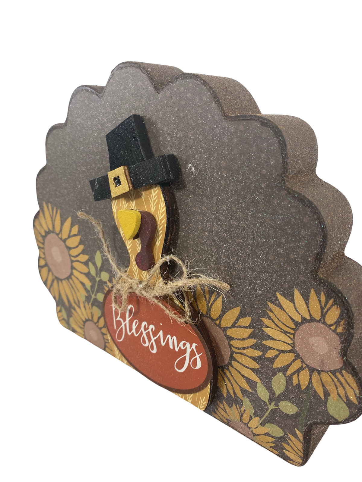 AGD Fall Decor - Reversible Blessings Welcome Chunky Wood Turkey Sign