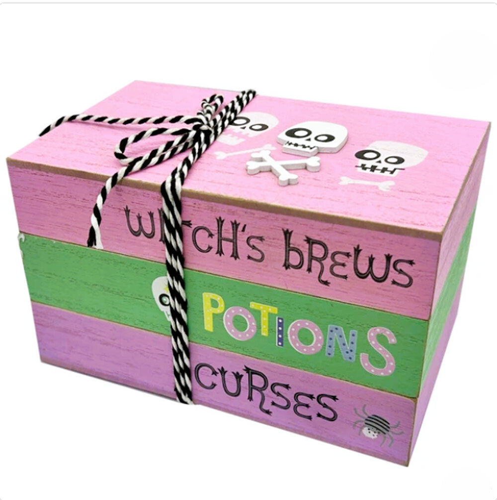 Kole Halloween Decor - Pastel Brews Potion Curses Faux Book Display