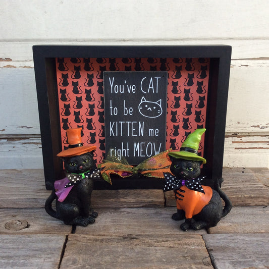 AGD Halloween Decor - Cat to be Kitten Box Sign Figurines 3 pc Set