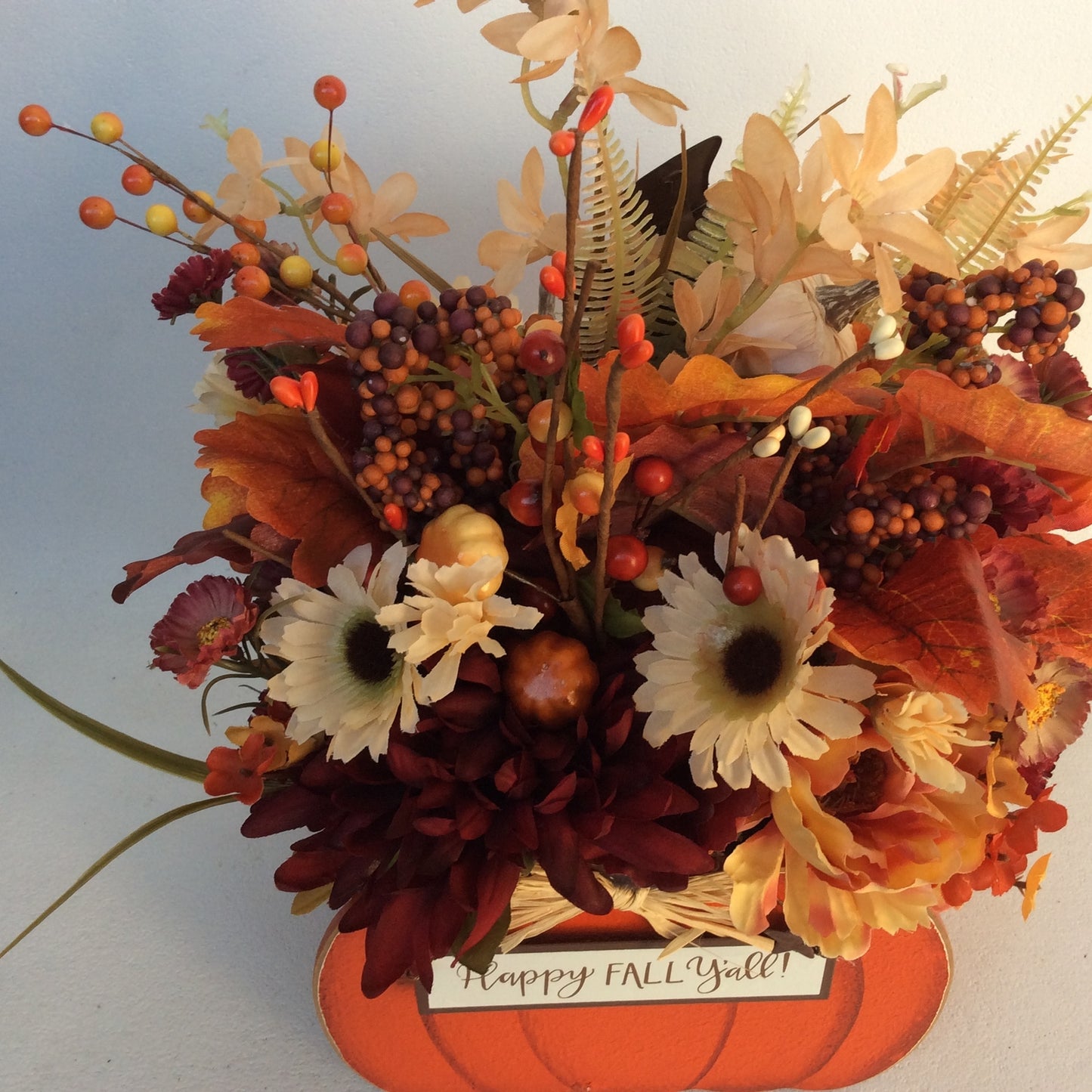 AGD Fall Decor-Harvest Thanksgiving Pumpkin Reversible Artificial Floral Display