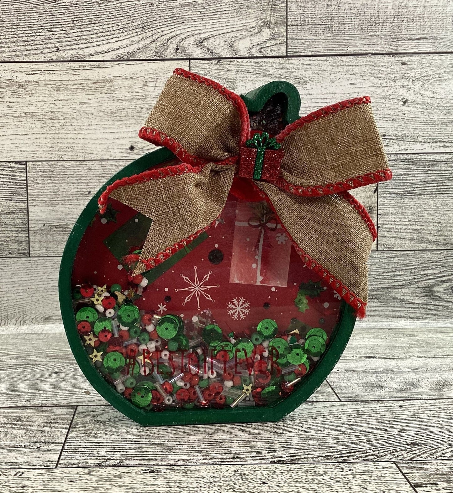 Christmas Decor -  Ornament Shape Chunky Wood Dry Shaker 2pc Set