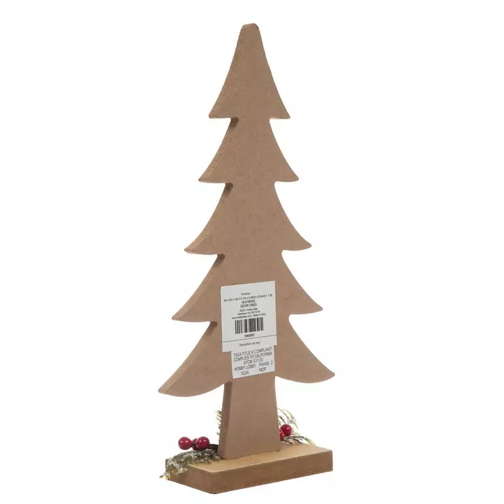 HL  Christmas Decor - Buffalo Check Red Black Wood Tree 10-inch