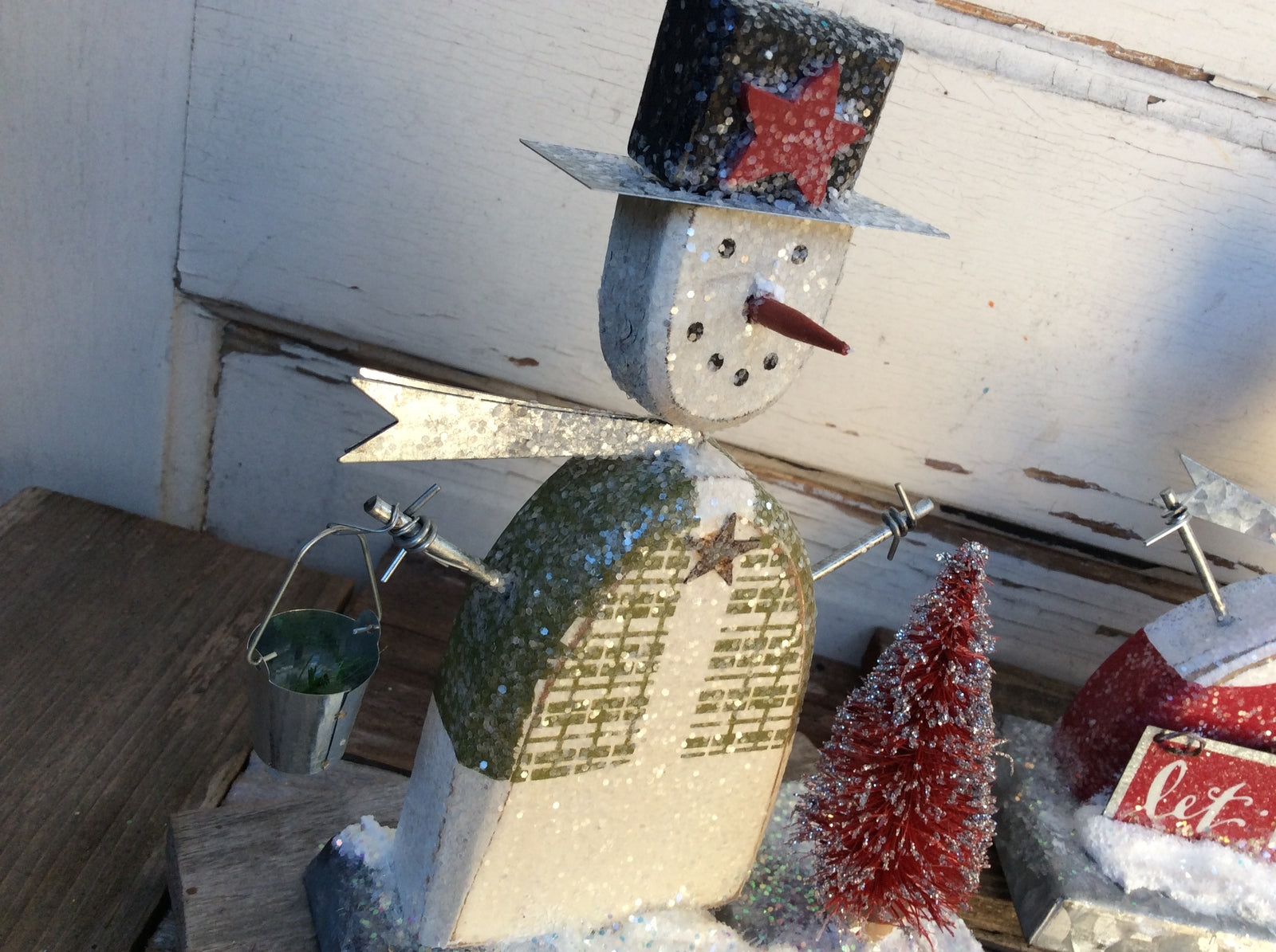 AGD Christmas Decor – Let It Snow Man Men Stocking Holder 3pc Set