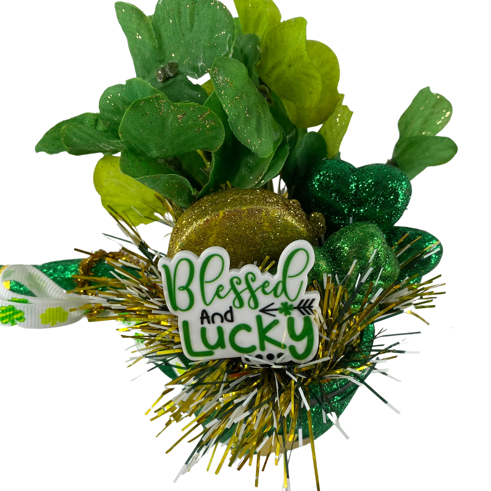 AGD St Patrick's Decor -  Blessed and Lucky Small Leprechaun Pipe Display