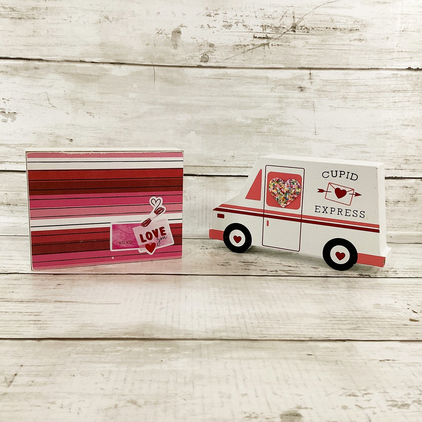 AGD Valentines Decor - Cupid Express Letter Mail Truck Tier Tray 3pc