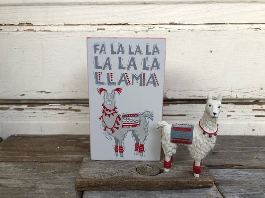 AGD Christmas Decor - Resin Llama & Sign 2pc Bundle