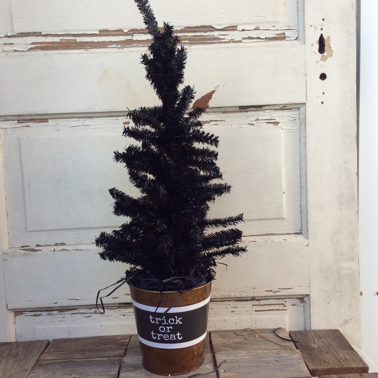 AGD Halloween Decor - Trick or Treat Artificial Black Canadian Pine Tree 2ft.
