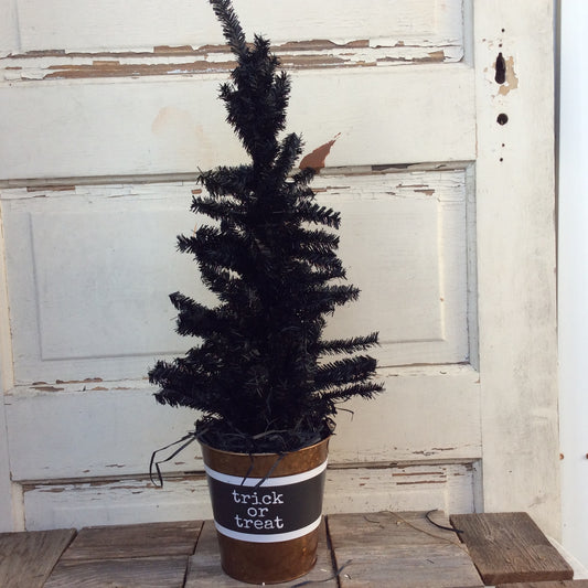 AGD Halloween Decor - Trick or Treat Artificial Black Canadian Pine Tree 2ft.