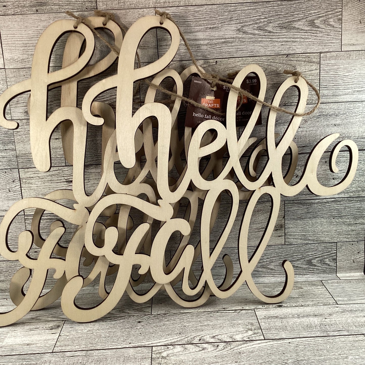 HL Fall Craft Supply - NEW Hello Fall DIY Wood Die Cut Wall Sign 4pc Set