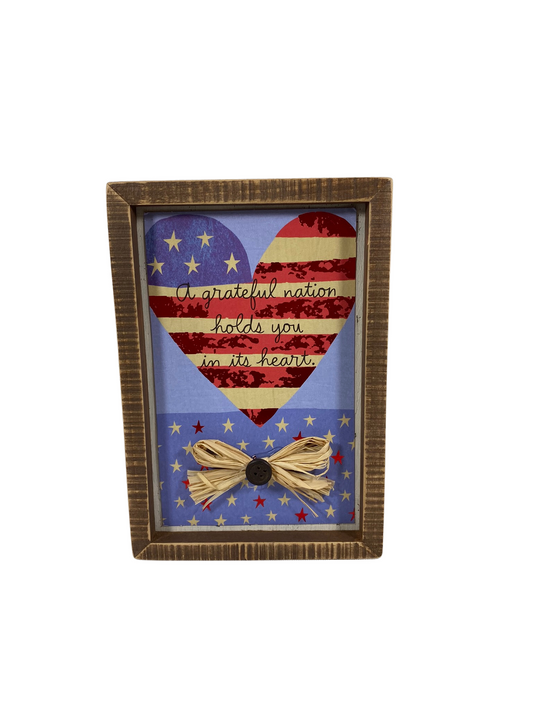 AGD Patriotic Decor - Grateful Nation For Soldier Veteran Inset Box Sign