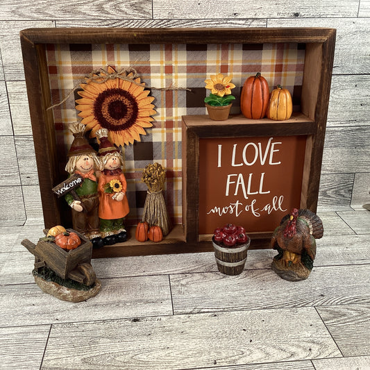 AGD Fall Decor - Harvest Figurines Love Fall Most Shadow Box Sign