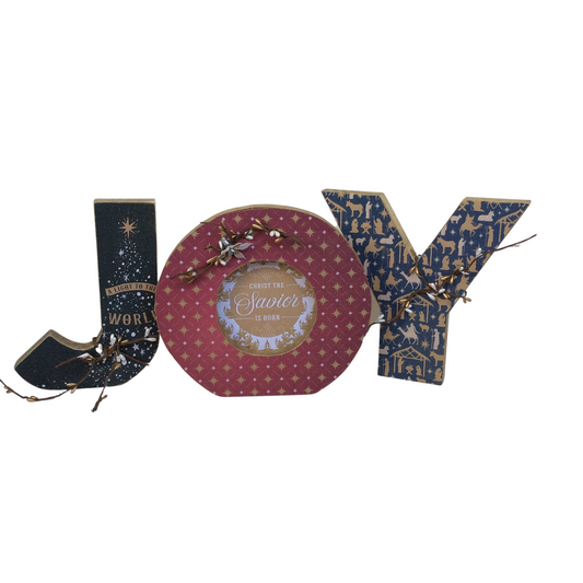 AGD Christmas Decor - Nativity Savior Chunky Joy Letters Tabletop Sign
