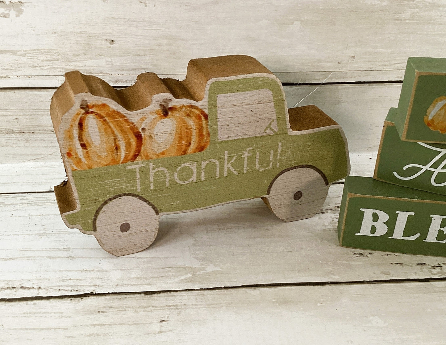 CWI Fall Decor - Water Color Pumpkin Signs and Truck 4pc Set