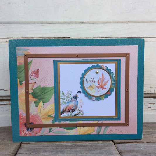 AGD Fall Decor - Water Color Hello Fall Pheasant Box Sign