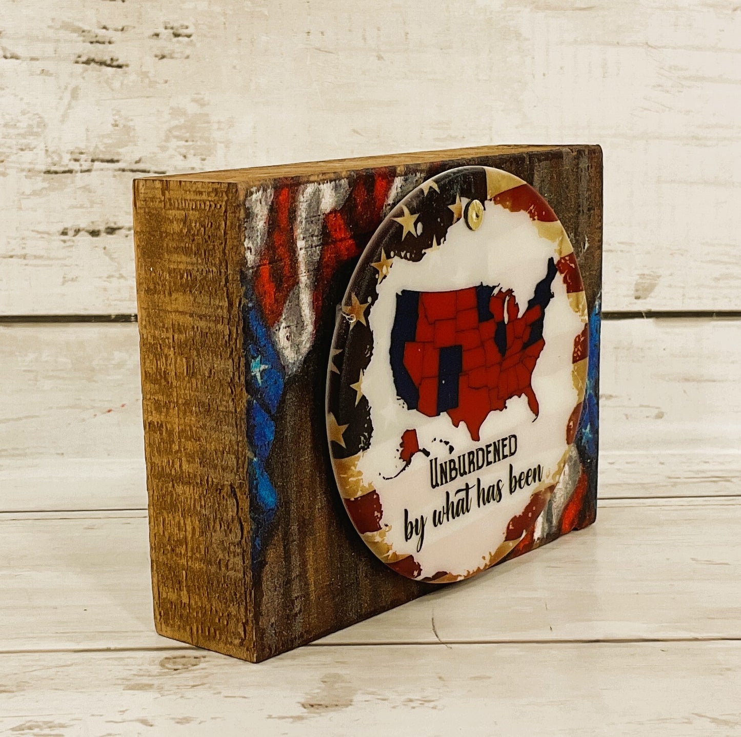 AGD Patriotic Decor- Trump Election Unburdened Wood Block Small Sign