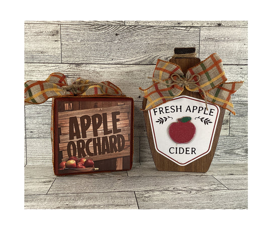 AGD Fall Decor - Apple Cider Jar Orchard Sign 2pc Set