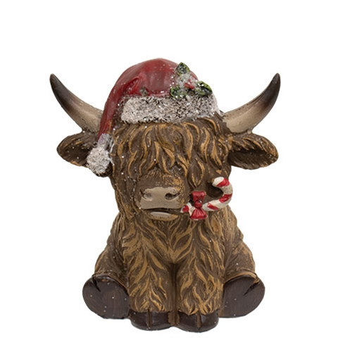 Christmas Decor - Resin Scottish Highland Cow Couple 2pc Set