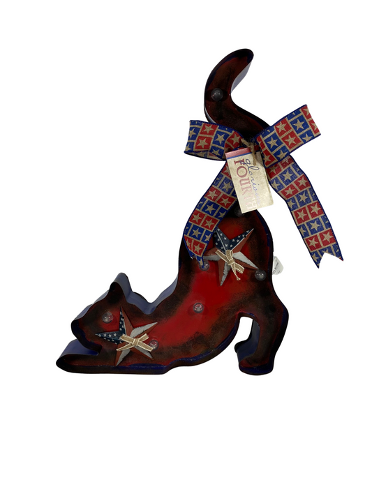 AGD Patriotic Decor - Glorious Fourth July 4th Metal Marquee Cat