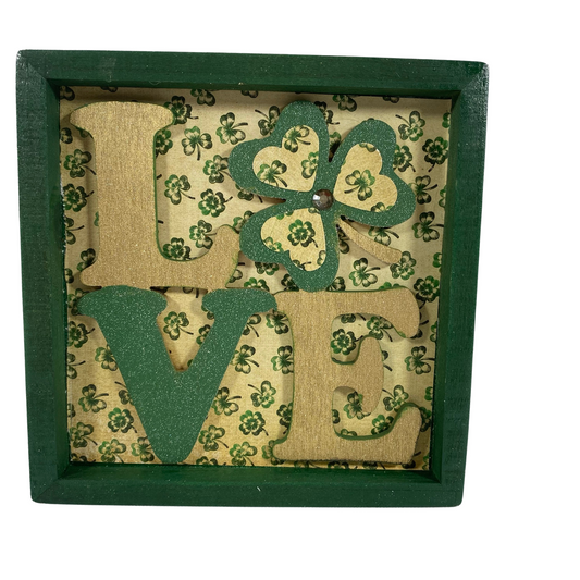 AGD St Patrick's Decor - Love Shamrock Clover Tiered Tray Inset Sign