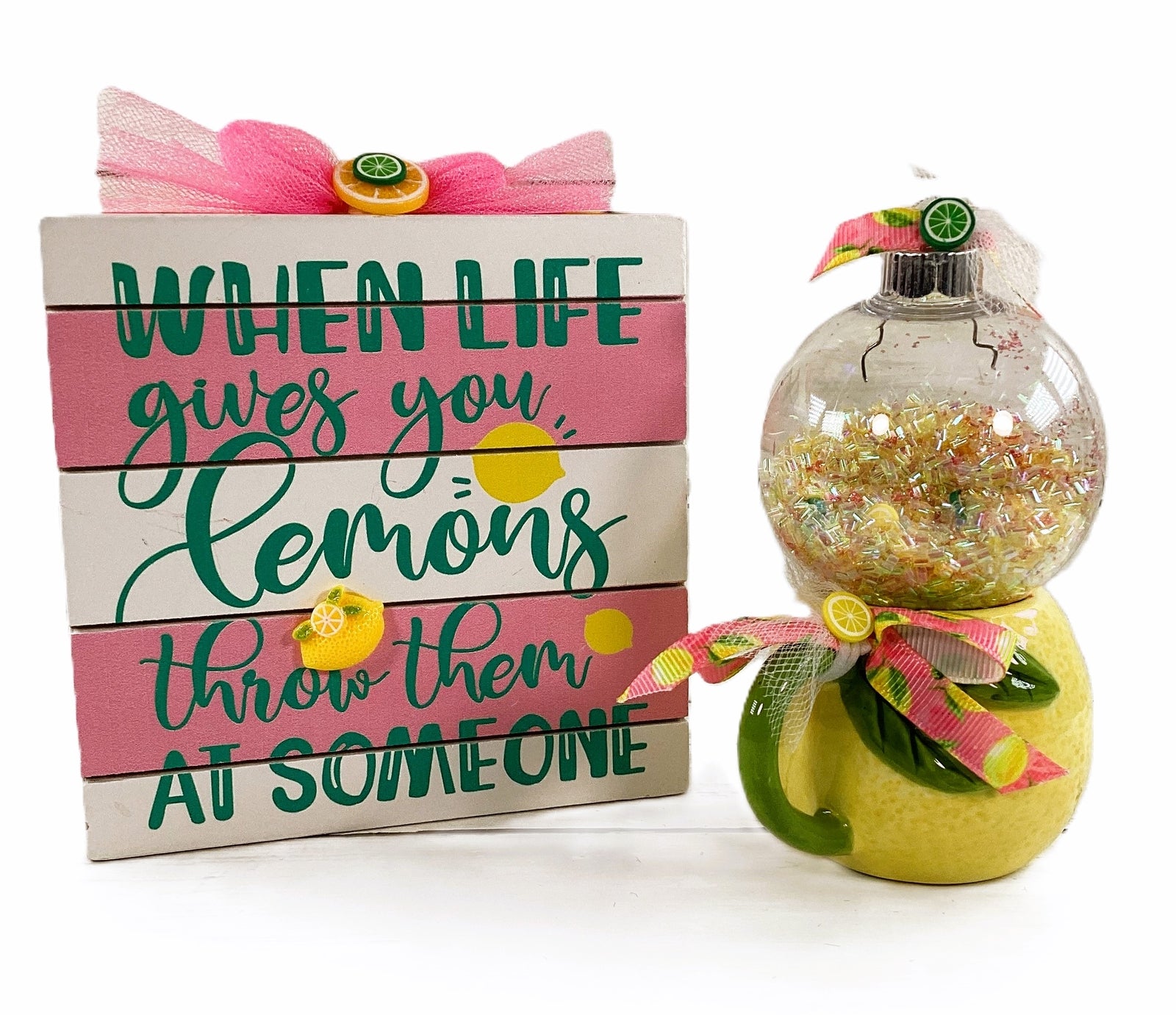 AGD Summer Decor - Lemon Mini Mug Shaker Cup Lemonade Sign 2pc