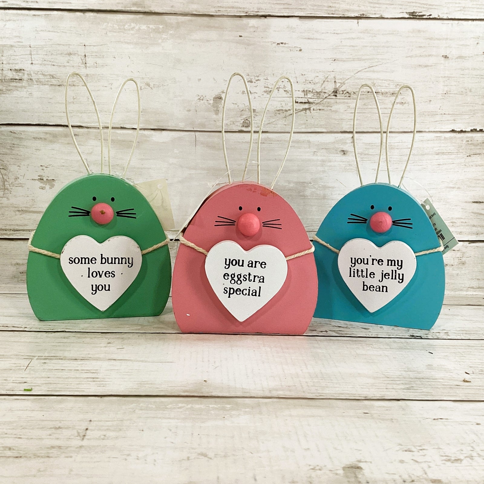 HL Easter Decor - Cute  Pastel Bunny Heads Wire Ears 3pc Set