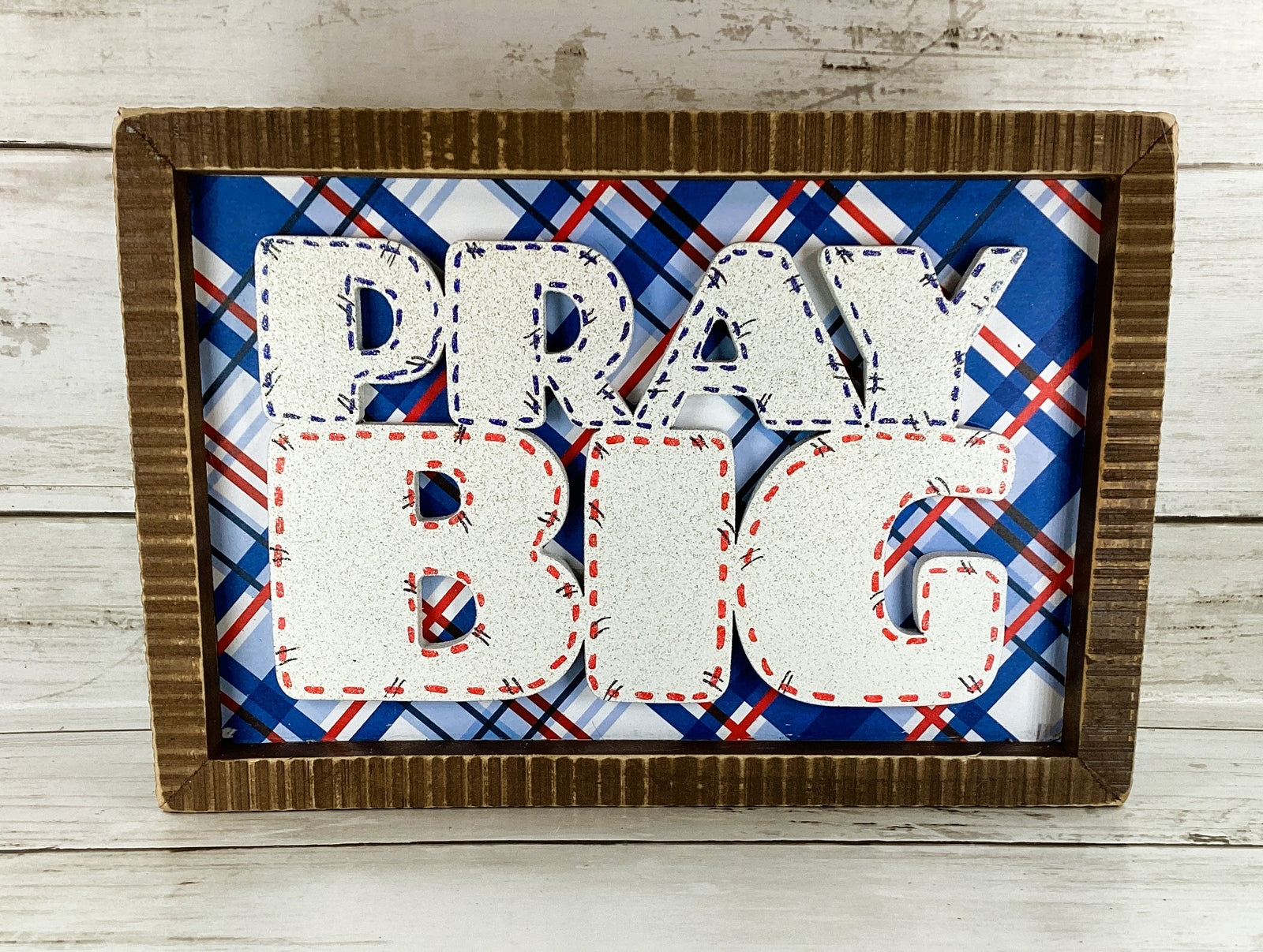 AGD Patriotic Decor - July 4th Memorial Day Pray Big Inset Box Sign