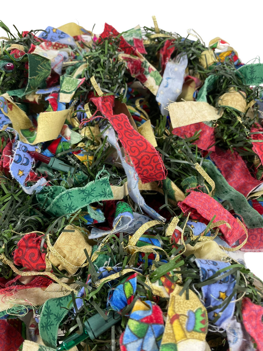 AGD Christmas Decor - Lighted Faux Pine Fabric Prim Christmas Garland 15ft