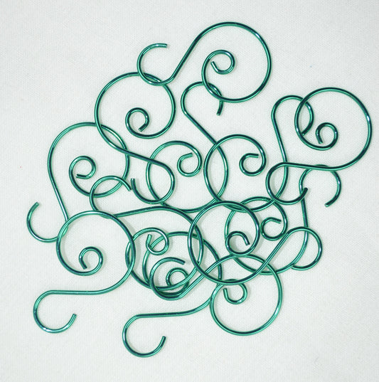 AGO Miniature Small Christmas Tree Scroll Wire Ornament Hook 1.25" 12pcs - GREEN