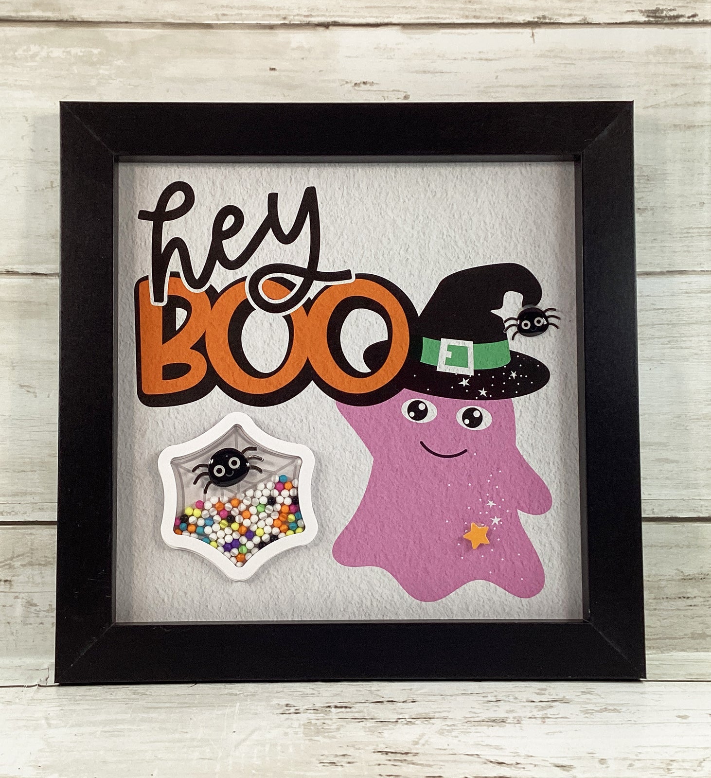 Halloween Decor Pastel Cat Ghost Trick Treat Shaker Signs 3pc Set