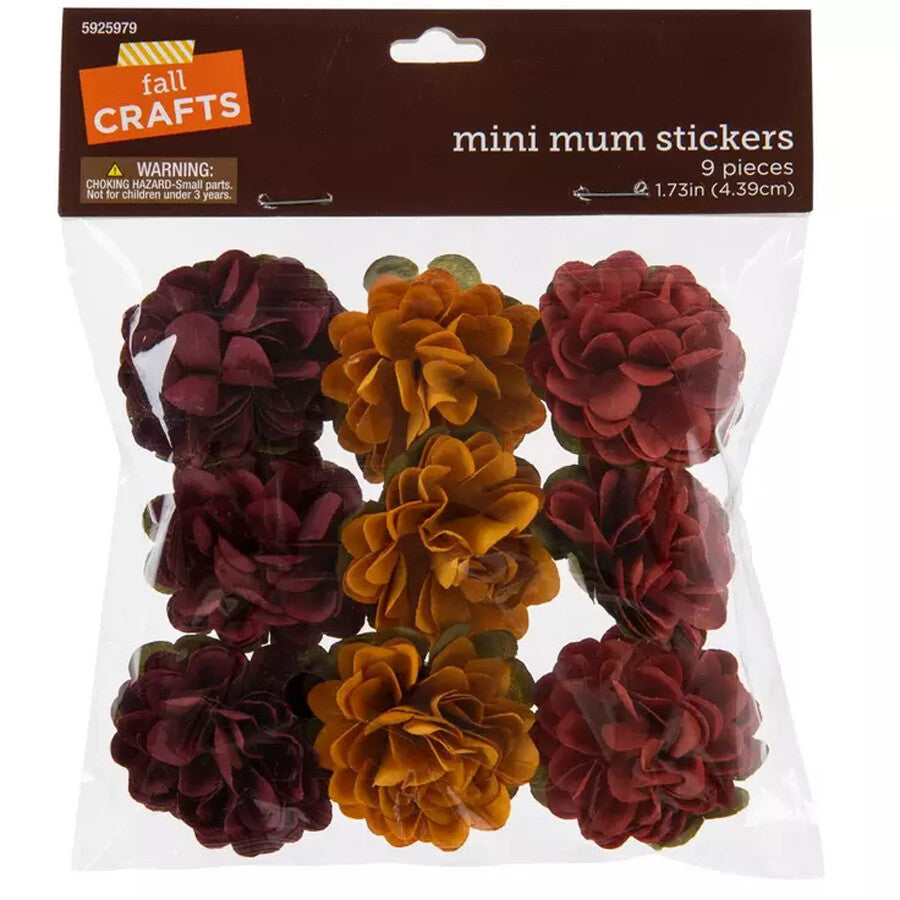 HL Fall Craft Supply -  Paper Mini Mum Stickers 9pc