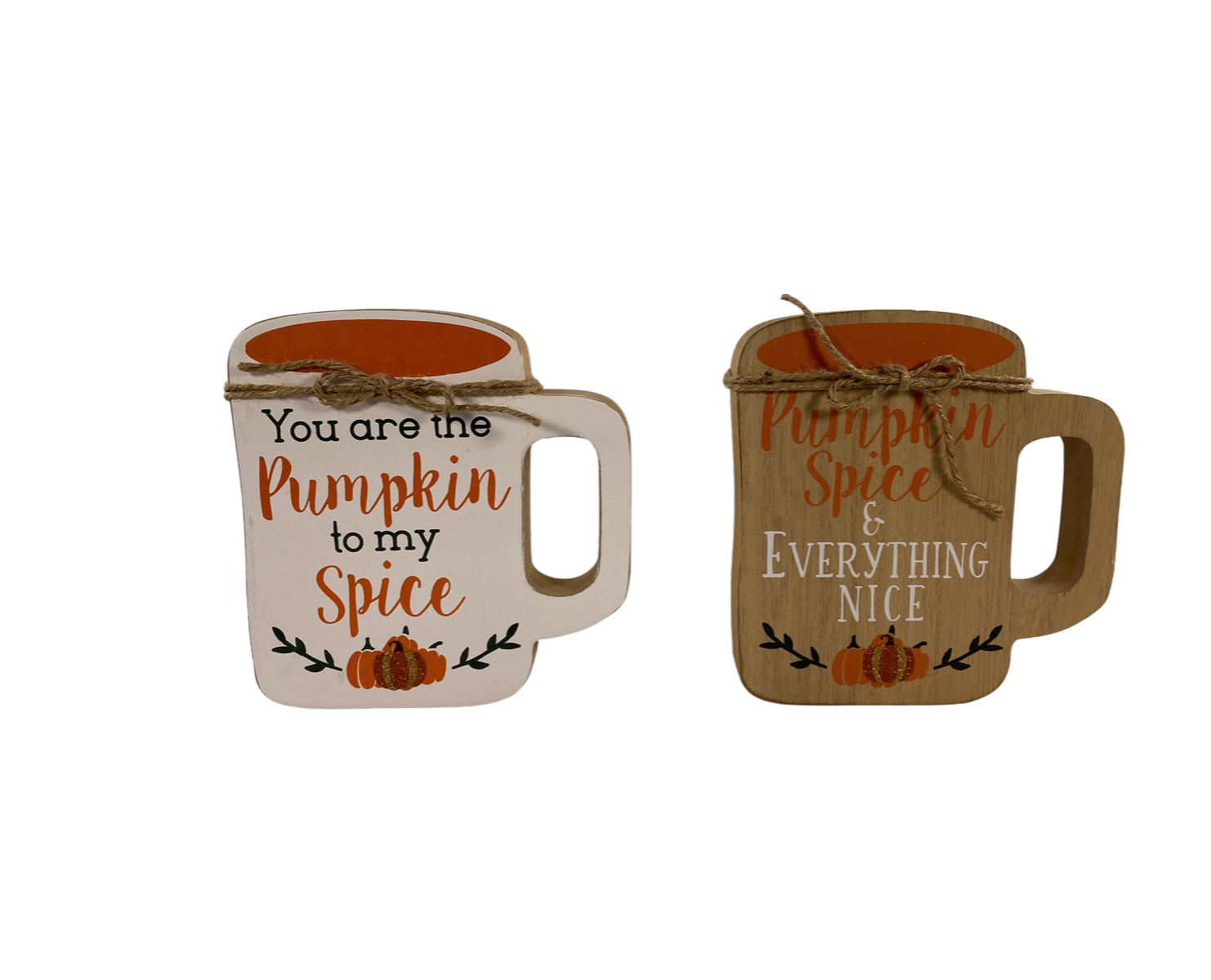AGD Fall Decor - Chunky Wood Nice Pumpkin Spice Mug Coffee Cup 2pc