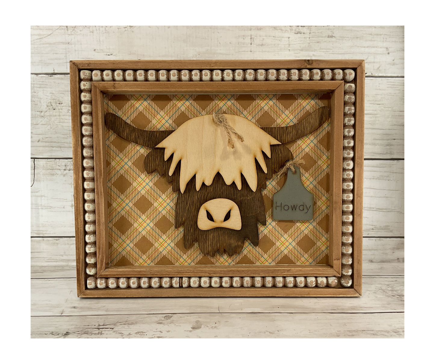 AGD Fall Decor - Harvest Howdy Highland Cow Head Easel-back Sign