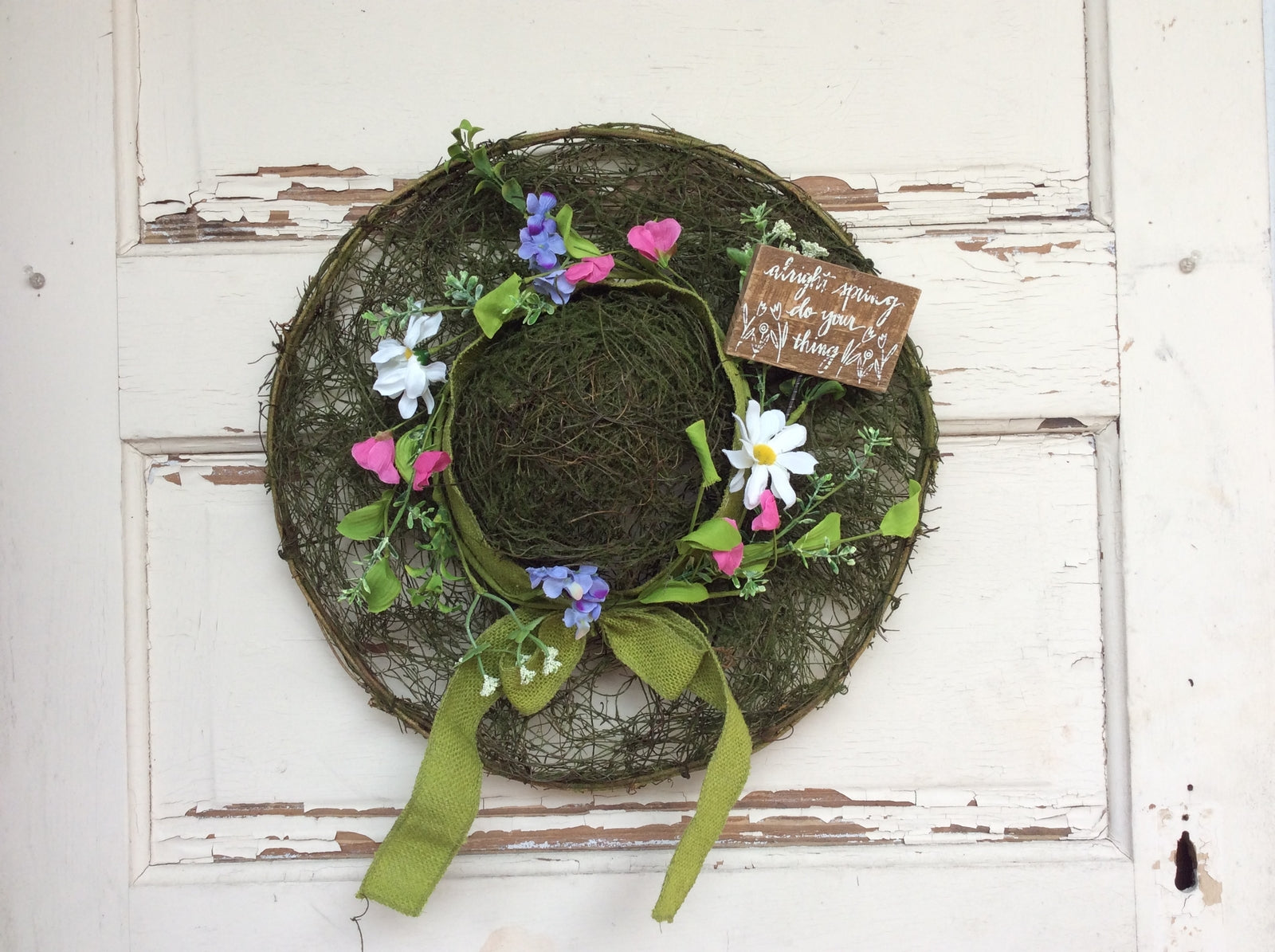 AGD Spring Decor - Spring Do Your Thing Grapevine Twig Flower Bonnet Hat Wreath