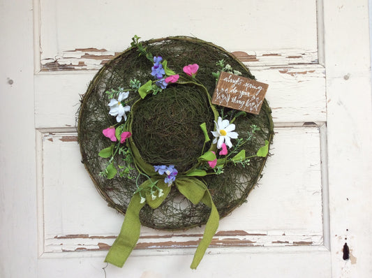 AGD Spring Decor - Spring Do Your Thing Grapevine Twig Flower Bonnet Hat Wreath