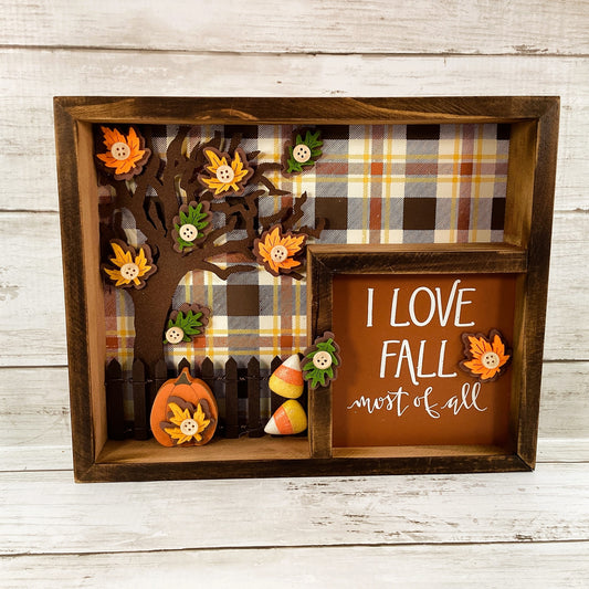 AGD  Fall Decor - Love Fall Most Of All Inset Shadow Diorama Box Sign