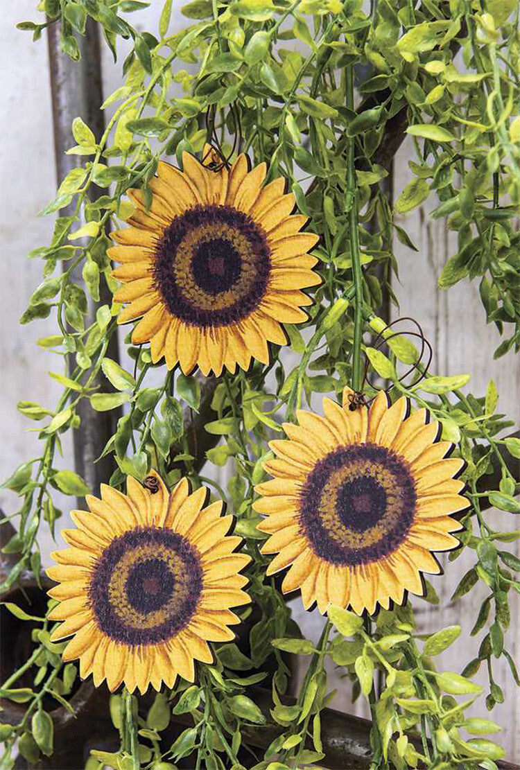 CWI Fall Craft Supply - Wood Sunflower Ornaments 3pc Set