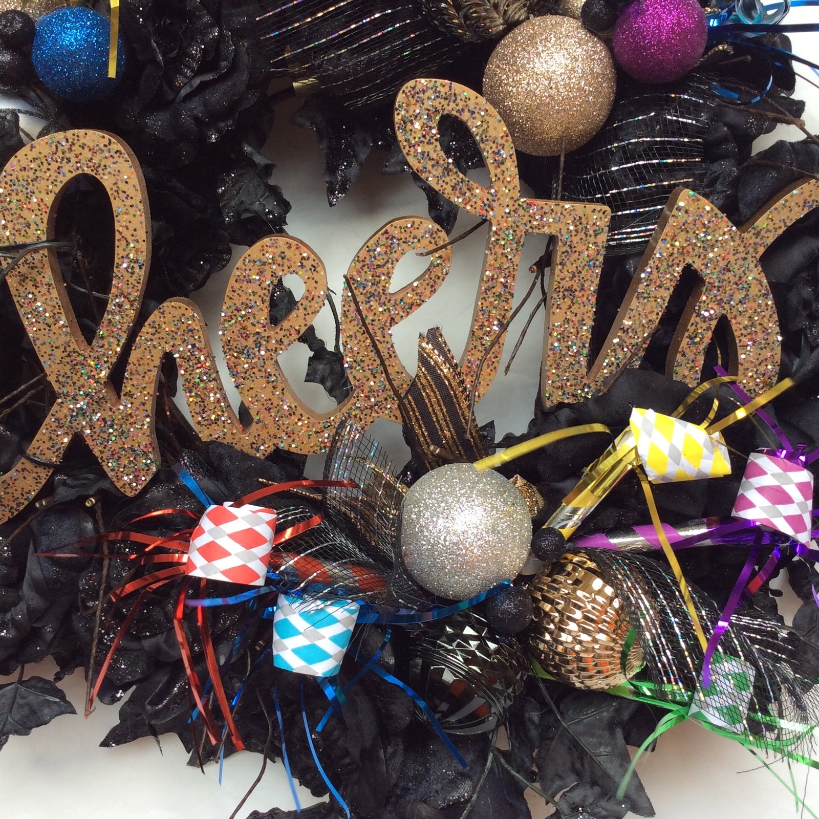 AG Designs New Years Decor - Elegant Cheers Black Rose Lighted Wreath