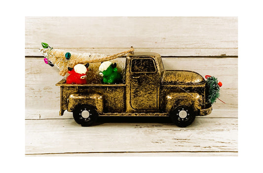 AGD Christmas Decor - Highland Scottish Cow Vintage Truck Ornament