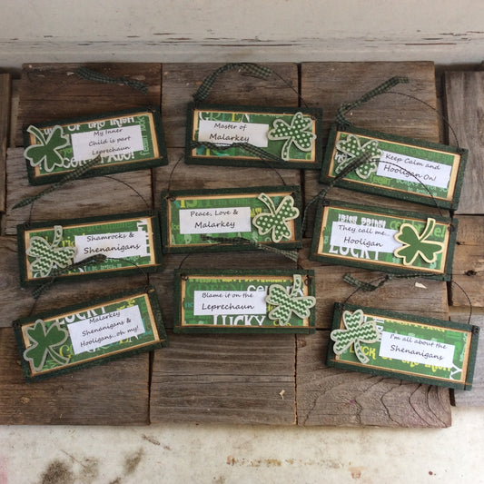 AGD Saint Patricks Decor - Snarky Irish Humor Wood Ornaments 9pc Set